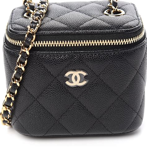 chanel caviar quilted vanity with chain black